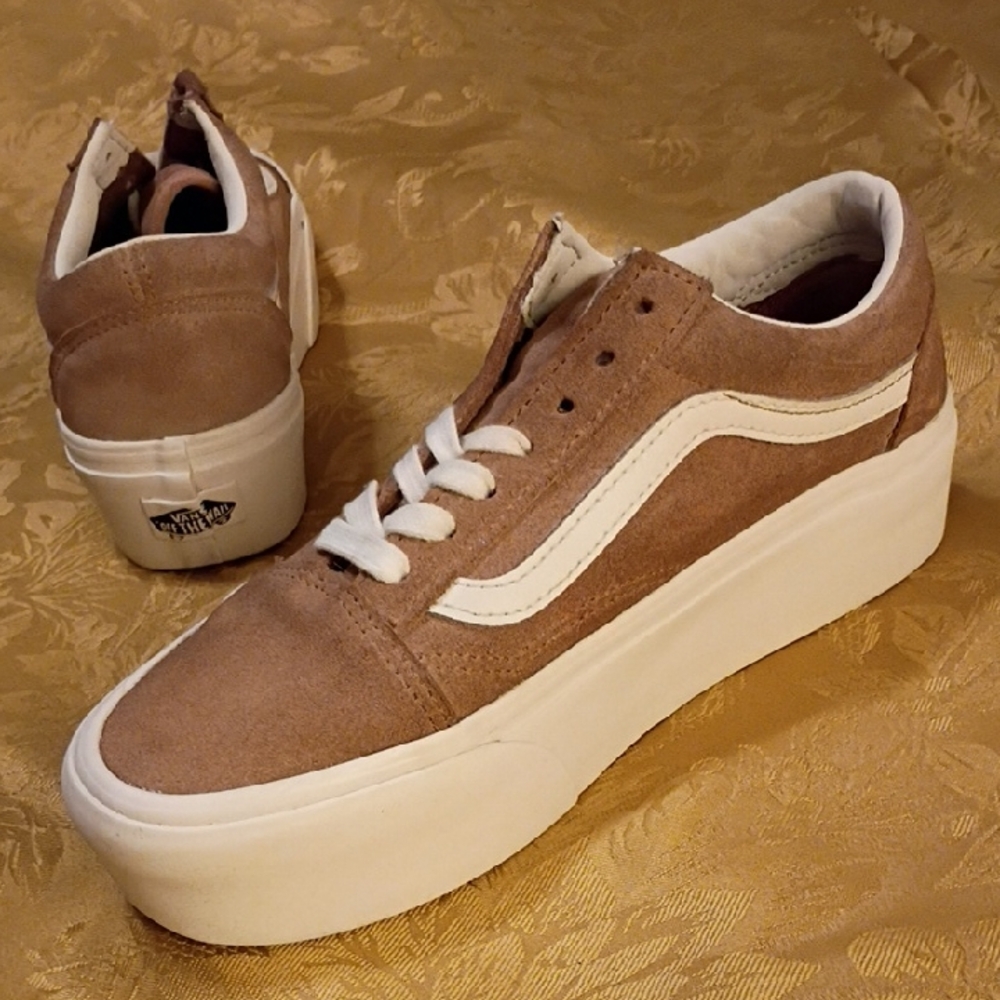 Vans Platform Old Skool Sneakers in Brown and White